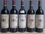 four bottles of wine are lined up on a table