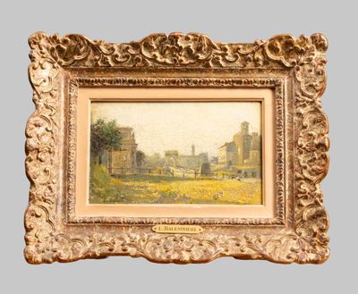an image of a painting of a landscape with a castle in the background