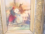 une photo d'un tableau représentant un homme et une femme à cheval