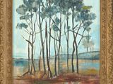 a painting of a group of trees in a field