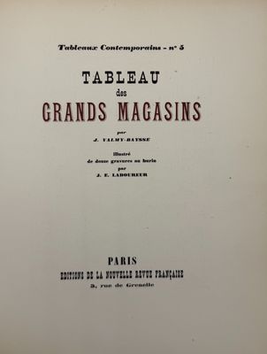VALMY-BAYSSE (Jean). Tableaux des Grands Magasins. Paris, N.…