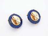 pair of gold and lapis earrings with blue enamel