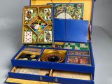 a blue box with a lot of cards inside of it