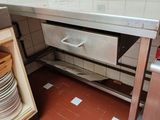 a kitchen with a stainless steel counter top and a dishwasher