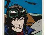 une image représentant un tableau d'un homme portant un casque de pilote et des lunettes de protection
