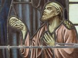 a painting of a man holding a glass in his hand