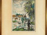 une image représentant une aquarelle d'un homme à cheval