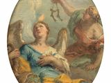 an image of a painting of a woman holding a bird in her hand