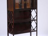 an image of a wooden bookcase with glass doors