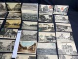 several old postcards of old buildings and buildings in black and white