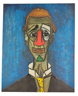 an image of a painting of a man with a red nose