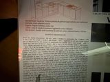 a sign on the table describing the contents of a kitchen