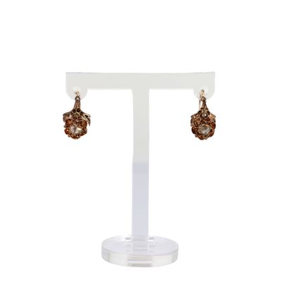 gros plan d'une paire de boucles d'oreilles sur un support