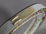 a close up of a mirror with a floral design on it