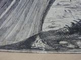 a black and white drawing of a boat in the water