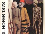 une image représentant un tableau sur lequel figurent deux squelettes et un homme coiffé d'un chapeau rouge