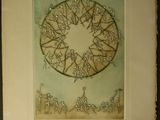 tableau représentant un groupe de personnes formant un cercle, avec le ciel en arrière-plan