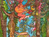 an image of a drawing of a woman in a tree