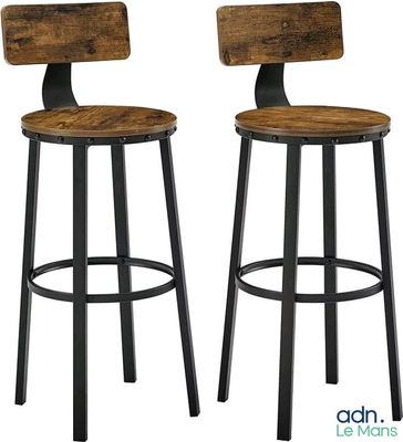 une paire de tabourets en bois avec des pieds en métal et une assise en bois