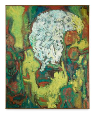 an image of a painting of a vase with flowers in it