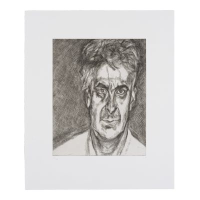 an image of a drawing of a man ' s face in black and white