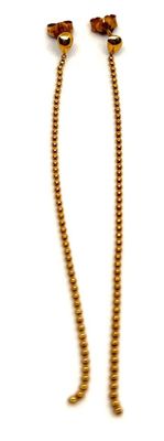 Paire de clous d'oreilles en or jaune 18K 750 ml agrémentés d'une long - Photo 1