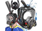 a man wearing a scuba mask and snorg with two snorgs attached to his face