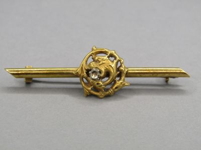 une image représentant une pince à cravate en or ornée d'une tête de lion