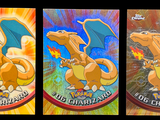 four different pokemon cards with different designs on them on a black background
