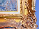 a picture of a painting of a woman in a gold frame