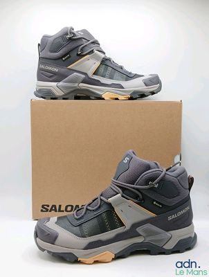 Chaussures de randonnée Salomos, en gris et jaune