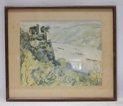 an image of a painting of a castle on a hill