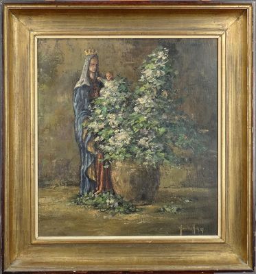 Tableau HST -Vierge à l'enfant- signé *VERVISCH G.