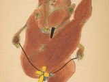 an image of a drawing of a bear with a cross on it ' s back