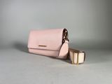 michael korsh cross body bag in pink leather with gold hardware