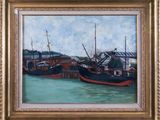un tableau représentant deux bateaux sur l'eau