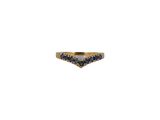 a close up of a gold ring with blue sapphire stones