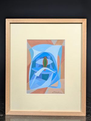Lucille TEROUANNE (1924-2012) Composition abstraite : bleu, …