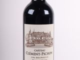 bottle of red wine with a red cap on a white background