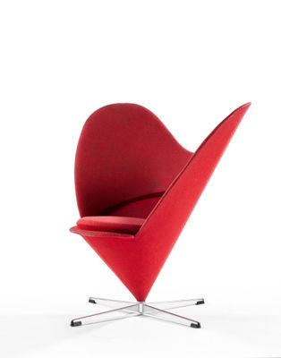 an image of a red heart shaped chair on a white background
