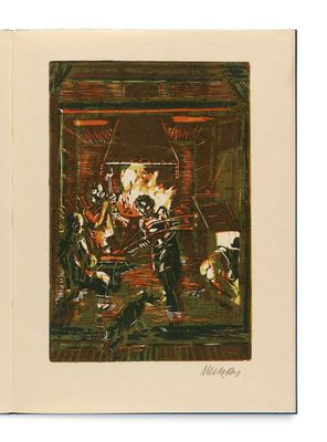 an image of a painting of a man and a woman in a fireplace