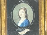 tableau représentant une femme en robe bleue, coiffée d'une couronne