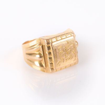 Chevalière en or chiffrée RB. TDD 65-66. - Photo 1