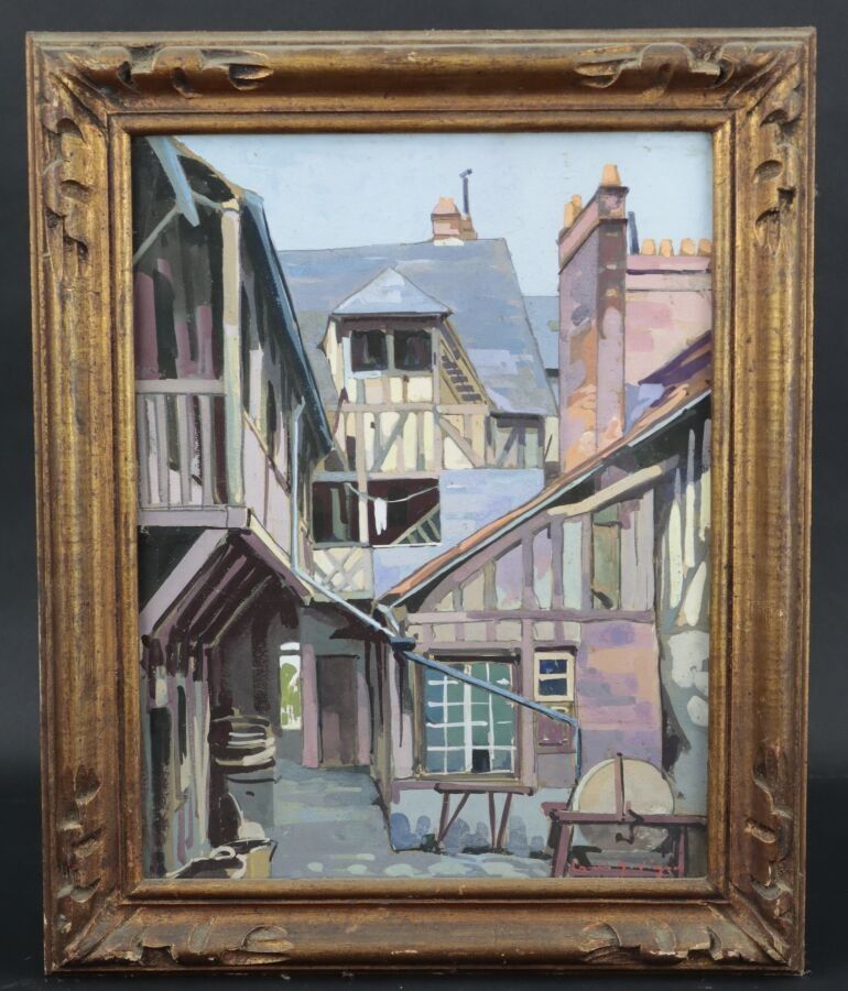 Louis Jacques VIGON "Vieilles maisons à Lisieux", deux gouac…