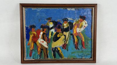 an image of a painting of a group of people on a beach