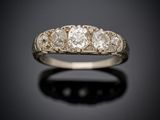 an antique three stone diamond ring
