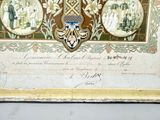 a picture of a certificate with a picture of a family on it