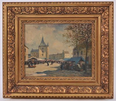 Pierre AUGIER (XXe) Marché en Bretagne