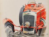 dessin d'une voiture rouge dotée d'une grande calandre et d'une grande calandre