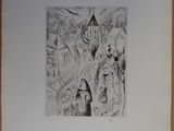 an image of a drawing of a city with a clock tower